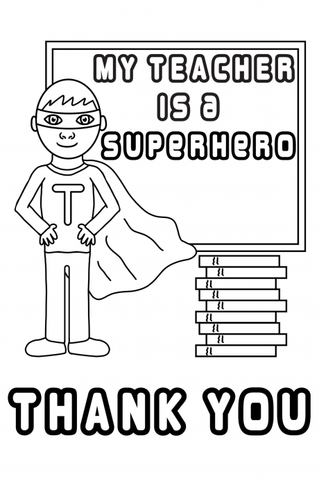 Superhero Teacher Self Colour Thank You Card