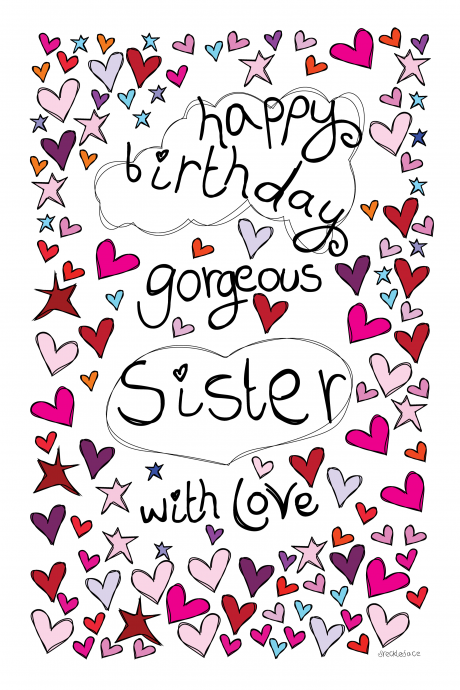 Happy Birthday Card Gorgeous Sister With Love