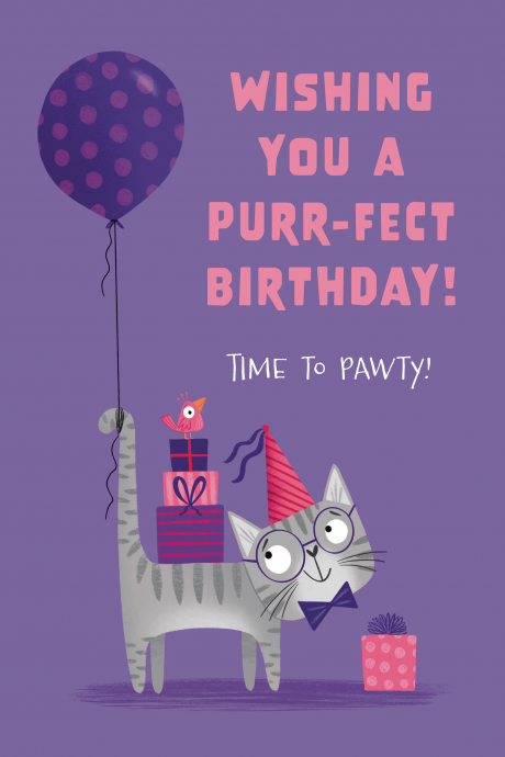 Wishing you a Purr-fect Birthday! Cat Card