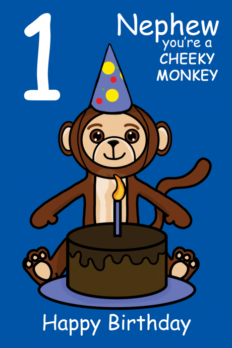 Cheeky Monkey Nephew 1st Birthday Card